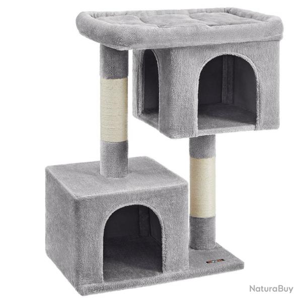Arbre à chat colonne en sisal pour aiguiser les griffes 2 niches 68 x 48 x 101 cm luxueuses maison