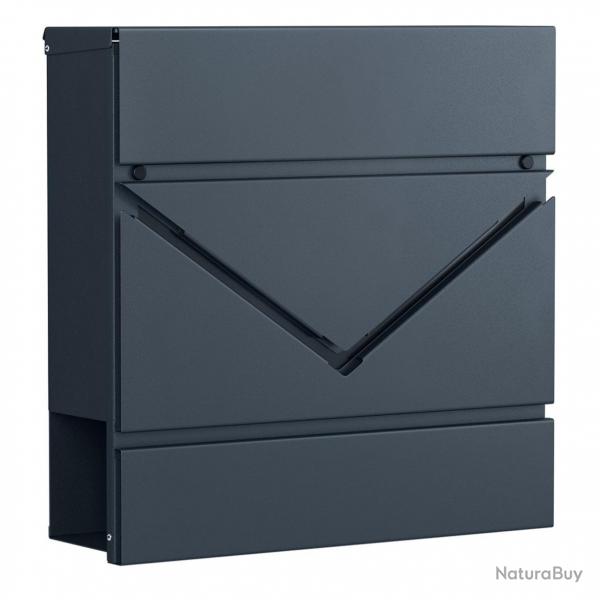Bote  lettres fentre mural avec serrure et couvercle porte-journaux facile  installer gris anth