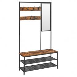 Meuble d'entrée avec crochets miroir banc et étagère à chaussures porte-manteaux vestiaire 35 x 98