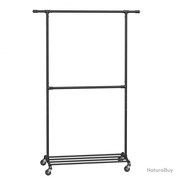 Porte-manteau industriel en roulette charge 110 kg double barre portant en mtal prsentoir commerc