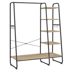 Porte-manteau sur pieds meuble chaussure entrée vestiaire 45 x 120 x 160 cm avec 5 étagèress de ran