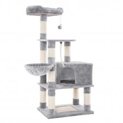 Arbre à chat multi-niveaux grande capacité plate-forme d'observation hamac niche tronc en sisal bas