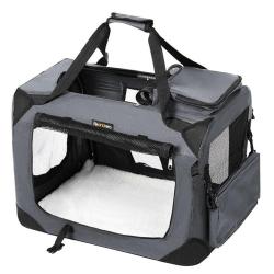 Cage de transport caisse sac de transport pliable pour chien animal domestique 60 x 40 x 40 cm gris