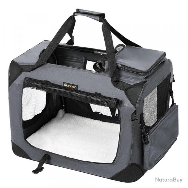 Cage de transport caisse sac de transport pliable pour chien animal domestique 60 x 40 x 40 cm gris