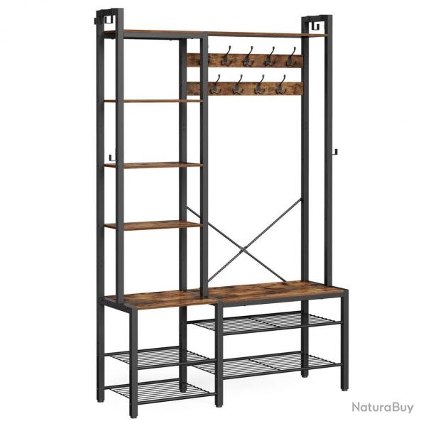 Porte-manteau meuble d'entre 40 x 120 x 190 cm avec porte-chaussures 5 tagres de rangement 9 pat
