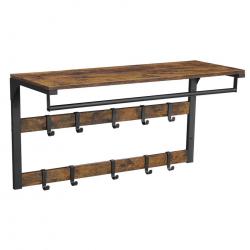 Porte-manteaux mural vestiaire flottant avec 10 crochets en 2 rangs étagère de rangement suspendue