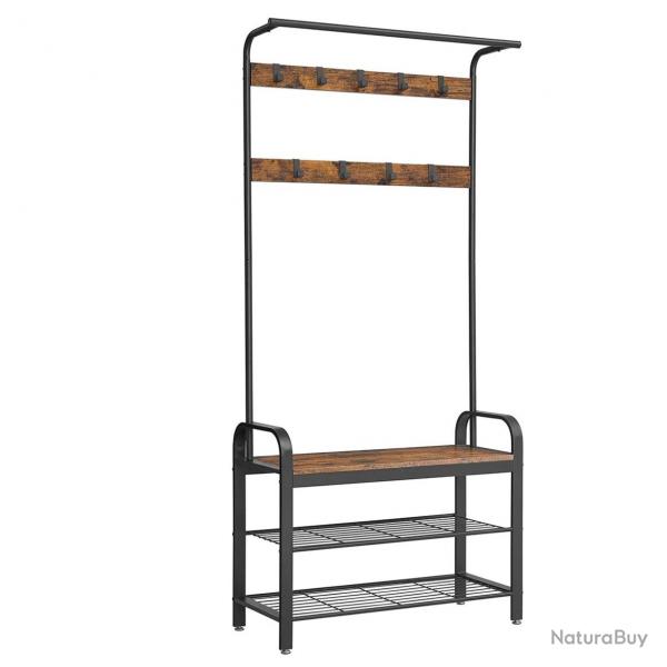 Portemanteau vestiaire meuble d'entre avec crochets amovible banc et tagre  chaussures longueur