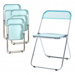 Lot de 4 chaises pliantes camping 74 x 46 x 47 cm bleu clair transparent 03_0009846