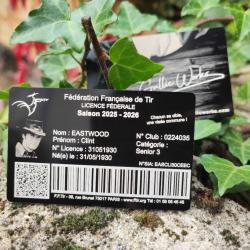 ..:: LICENCE DE TIR GRAVÉE ::.. sur carte aluminium (RECTO uniquement)