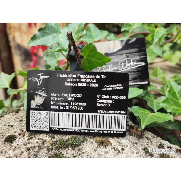 ..:: LICENCE DE TIR GRAVE ::.. sur carte aluminium (RECTO uniquement)