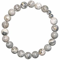 Bracelet en jaspe picasso - Perles rondes 8 mm