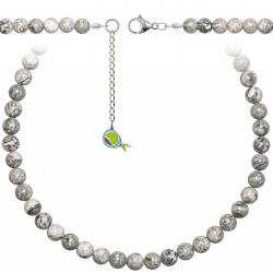 Collier en jaspe picasso - Perles rondes 8 mm - 38 cm