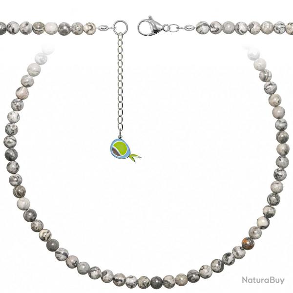 Collier en jaspe picasso - Perles rondes 6 mm - 90 cm