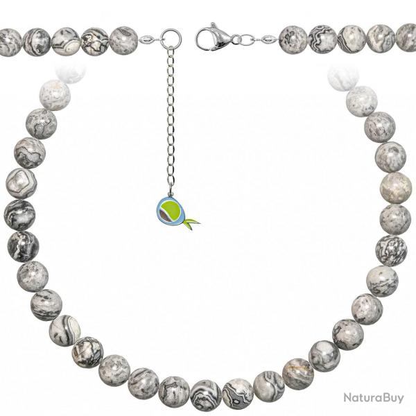 Collier en jaspe picasso - Perles rondes 10 mm - 60 cm