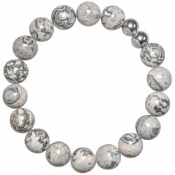 Bracelet en jaspe picasso - Perles rondes 10 mm