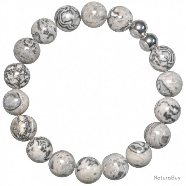 Bracelet en jaspe picasso - Perles rondes 10 mm