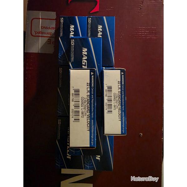 Lot de 500 cartouches 22lr Magtech standard velocity 326 m/s. Subsonique