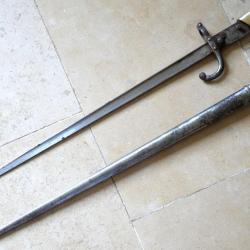 Baïonnette règlementaire GRAS MANUFACTURE STEYR française 1874  fourreau même n° 1877 rf SBX18STE001