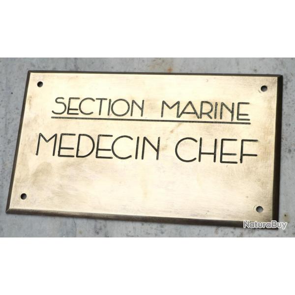 Lourde plaque en bronze de porte Section Marine Mdecin en Chef ref COU25MED001