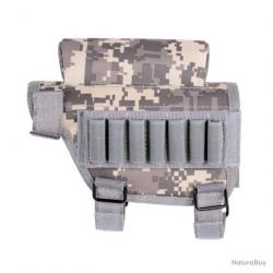 Repose-joue tactique avec cartouchière 7 munitions - gaucher/droitier - ACU -LIVRAISON GRATUITE