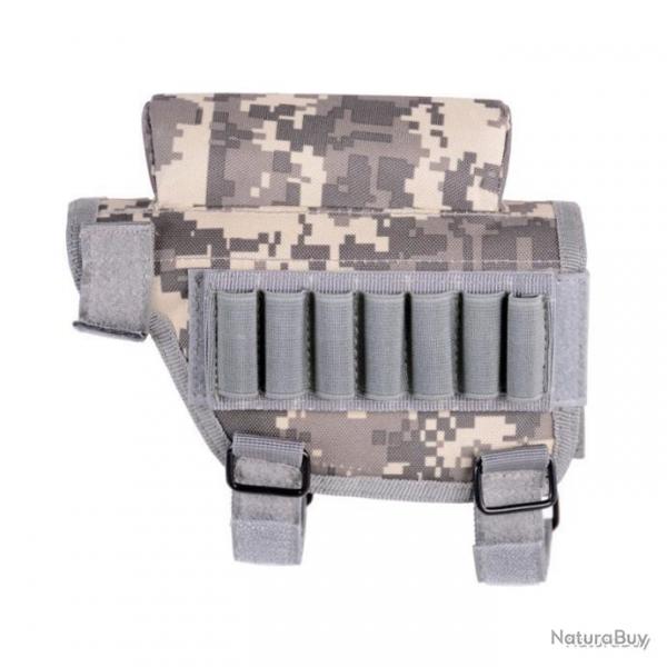 Repose-joue tactique avec cartouchire 7 munitions - gaucher/droitier - ACU -LIVRAISON GRATUITE