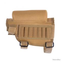 Repose-joue tactique avec cartouchière 7 munitions - gaucher/droitier - kaki -LIVRAISON GRATUITE