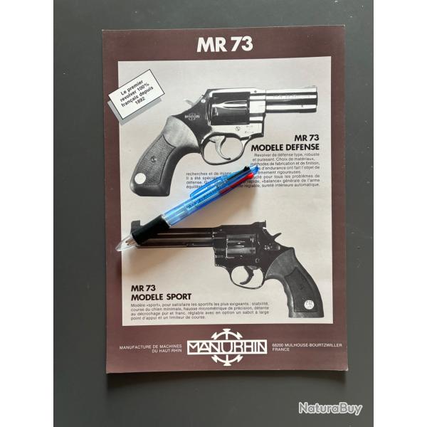 Flyer Feuillet technique revolver MANURHIN  MR 73 police modle dfense et sport