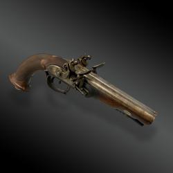 PISTOLET DE VENERIE à DOUBLE SILEX France début XIXème Siècle