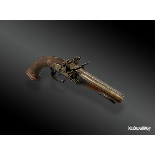 PISTOLET DE VENERIE  DOUBLE SILEX France dbut XIXme Sicle