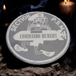 Ardoise decorative ronde 20cm- P.S.M Commando Hubert : Propulseur Sous-Marin - ecusson insigne