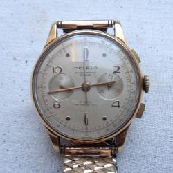 524- chronomètre vintage , vers 1960 ,,,  Suisse en or massif 18 K ,, marque = DELRIO