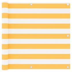 Écran de balcon Blanc et jaune 90x400 cm Tissu Oxford