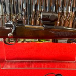CARABINE A VERROU ARTISANAL BASE MAUSER : MOD. 98, CALIBRE 7X64 + POINT ROUGE VÉOPTIK RS1, BON ETAT.