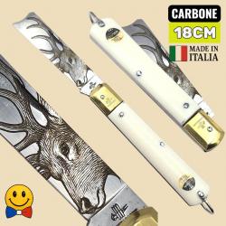 Couteau greffoir italien tete cerf blanc carbone
