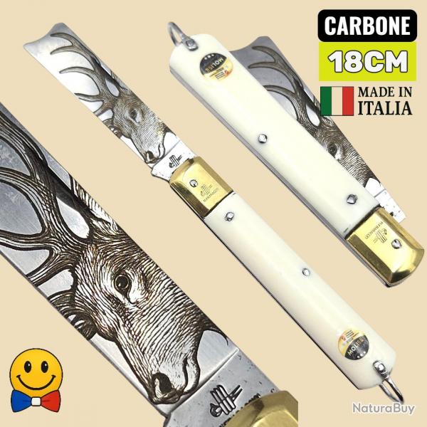 Couteau greffoir italien tete cerf blanc carbone