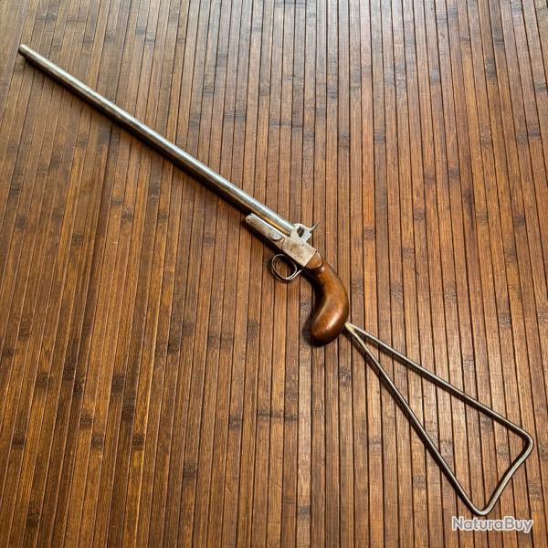 BEAU PISTOLET PLIANT - CARABINE CROSSE SQUELETTE AMOVIBLE ARME BRACONNIER   BROCHE DE ST ETIENNE