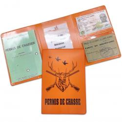 Porte Permis de Chasser 3 Volets - Gomme Expansée - Fabriqué en France - Étui Protection Document