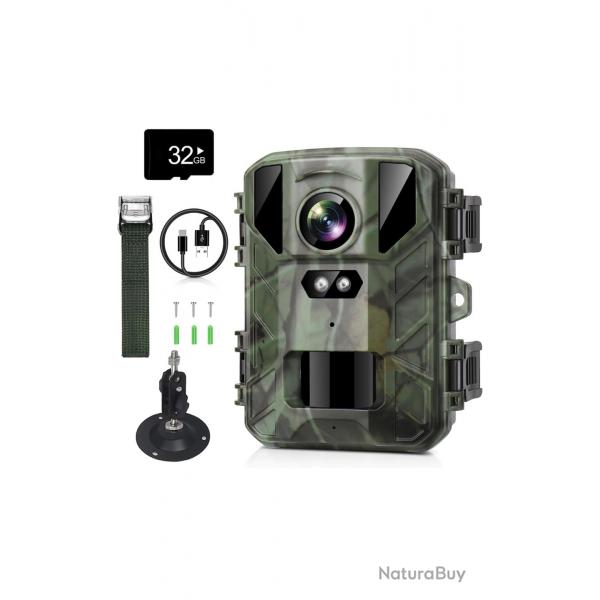 VanBangTec Mini Caméra de Chasse 50 MP 4K HD, Piege Photographique Nocturne, Déclenchement Rapide