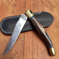 Magnifique Couteau Régional LAGUIOLE MAKI Manche en Bois et Résine avec Étui en cuir