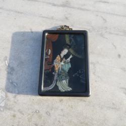 ASIE - Ancienne peinture sur verre inversée d'exportation chinoise - CHINE (Vers 1920)