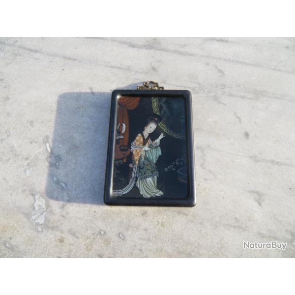 ASIE - Ancienne peinture sur verre inverse d'exportation chinoise - CHINE (Vers 1920)