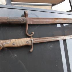LOT EQUIPEMENT MILITAIRE BAIONNETTES ITALIENNE RARE ET ALLEMANDE
