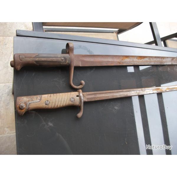 LOT EQUIPEMENT MILITAIRE BAIONNETTES ITALIENNE RARE ET ALLEMANDE