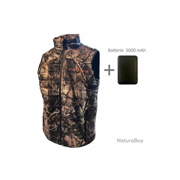 Gilet chauffant camo Pisteurs + batterie 5 000 Mah