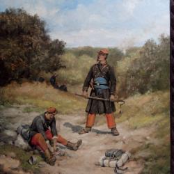 Un tableau . Huile sur bois de chêne N 1   ( FAIRE OFFRE)