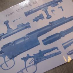Affiche /Notice/ Eclaté de Fusil Mle 1886 M 93