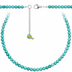 Collier en magnésite bleu turquoise - Perles rondes 6 mm - 38 cm