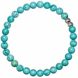 Bracelet en magnésite bleu turquoise - Perles rondes 6 mm