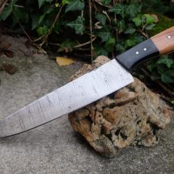 Couteau De Cuisine de Chef Lame Acier Damas 256 Couches Manche Bois/Micarta Fabric Artisanale