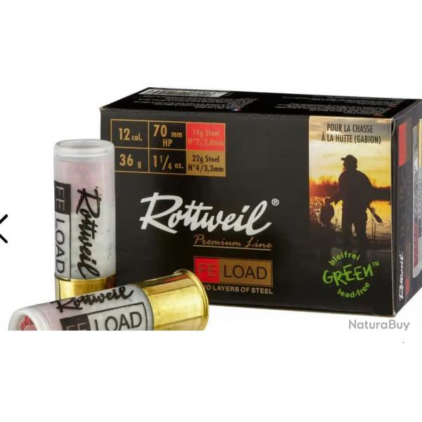 5 BOITES ROTTWEIL FE-LOAD 12/70 36G Bismuth + Fer -30% + PORT OFFERT !!!